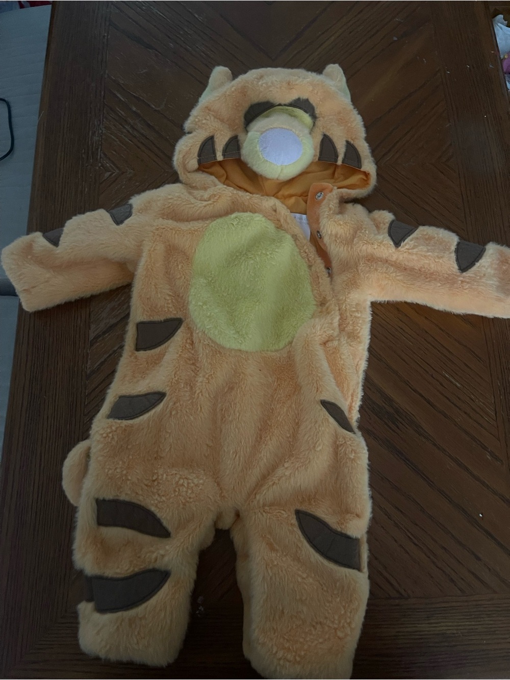 Pottery Barn Kids Plush Tiger Costume One-Piece - Orange, Yellow & Brown